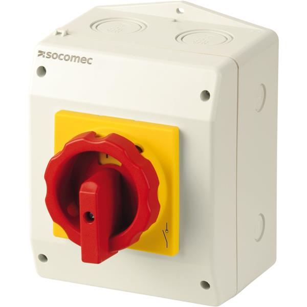 SOCOMEC - INTERRUPTEUR COMO SOUS COFFRET T1 3X25A JAUNE/ROUGE