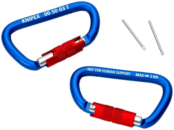 TIMMERMAN - 2 mousquetons à vis pour outils Antichute Knipex (Tethered Tools), aluminium
