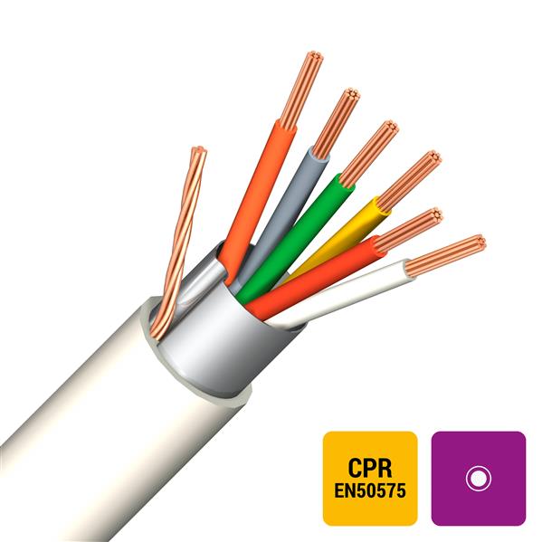 SPECIALE KABELS - Alarmkabel globaal afgeschermd PVC/PVC wit Eca 8X0,22mm²