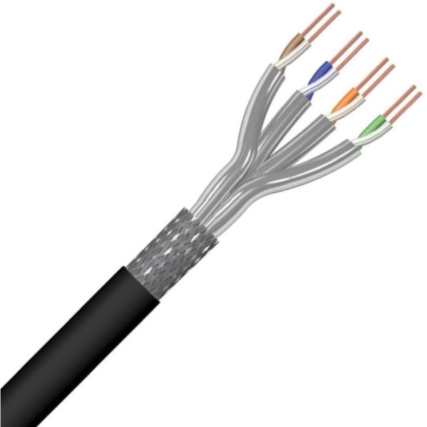 Data Kabels - LANmark Industry S/FTP AWG23 Cat 6A LSZH Cca Orange + PE Fca Black 500m reel