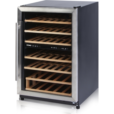 Domo - Cave à vin pose-libre, 126l, 45 bouteilles, 2 zones de températures, inox
