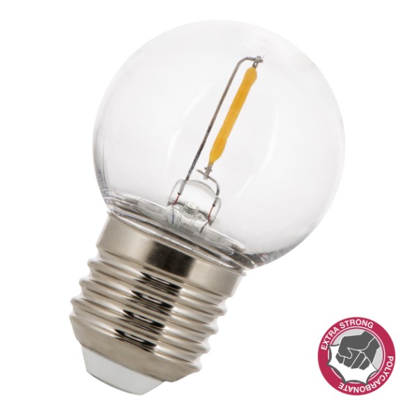 BAILEY ELECTRIC - LED Filament Safe Kogel G45 E27 1W 2700K Helder 80lm 360D 45x70mm Stootvast Poly