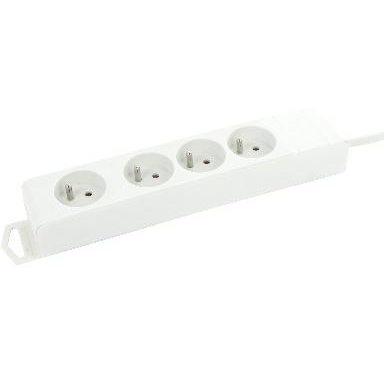 BLOCS MULTIPRISE + CORDONS - 4x prise de courant 16A 2P+A (broche de terre) avec cordon 5m blanc