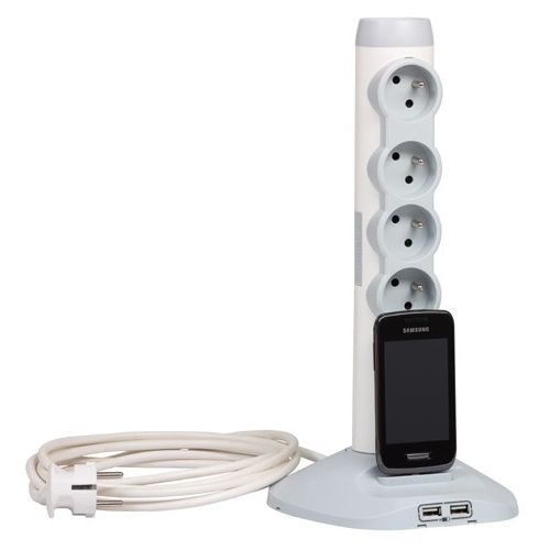 LEGRAND - Meervoudige contactdoos comfort 4x 2P+A - USB met schakelaar 2m