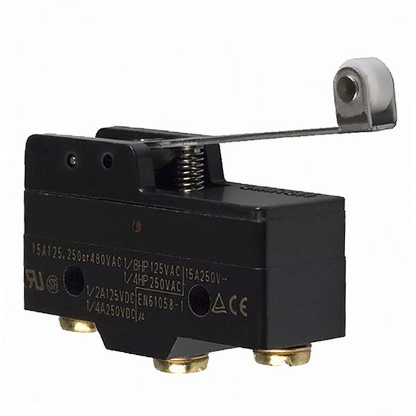 OMRON - Microschak., basis, hefboom met rol, snap-action, 1 x wissel, 15A, schroefaansl.